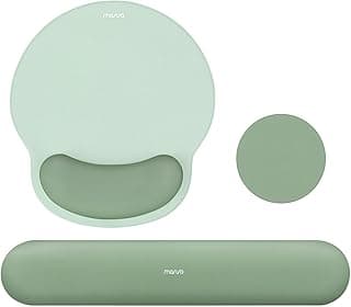 MOSISO Wrist Rest Support for Mouse Pad&Keyboard Set, Circle Curved Ergonomic Mousepad&Coaster Non-Slip Base Home/Office Pain Relief&Easy T...