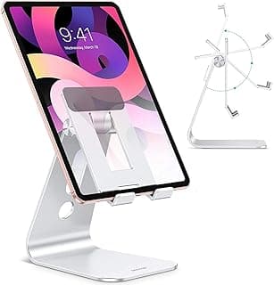 OMOTON Adjustable Tablet Stand for Desk, Upgraded Longer Arms for Greater Stability, T2 Tablet Holder with Hollow Design for Bigger Sized P...