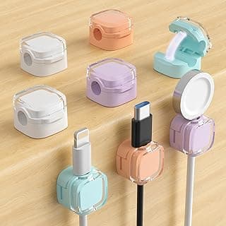 Magnetic Cable Clips, Adjustable Cord Holder Management, Adhesive Wire Keeper Organizer for Home Office Desk Phone PC Car Wall Desktop Nigh...