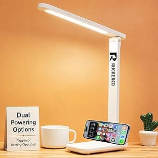 R RUCKERCO Led Desk Lamp Dimmable Desk Light Reading Lamp 3 Lighting Modes, Eye Protection Accessories, Study Desk Lamp Equipped USB Charge...