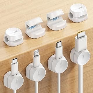 Lamicall 8 Pack Cord Organizer, [1s Lock] Spring Cable Management Clips - Adhesive Phone Cord Holder Clips for Nightstand Desk Car Office H...